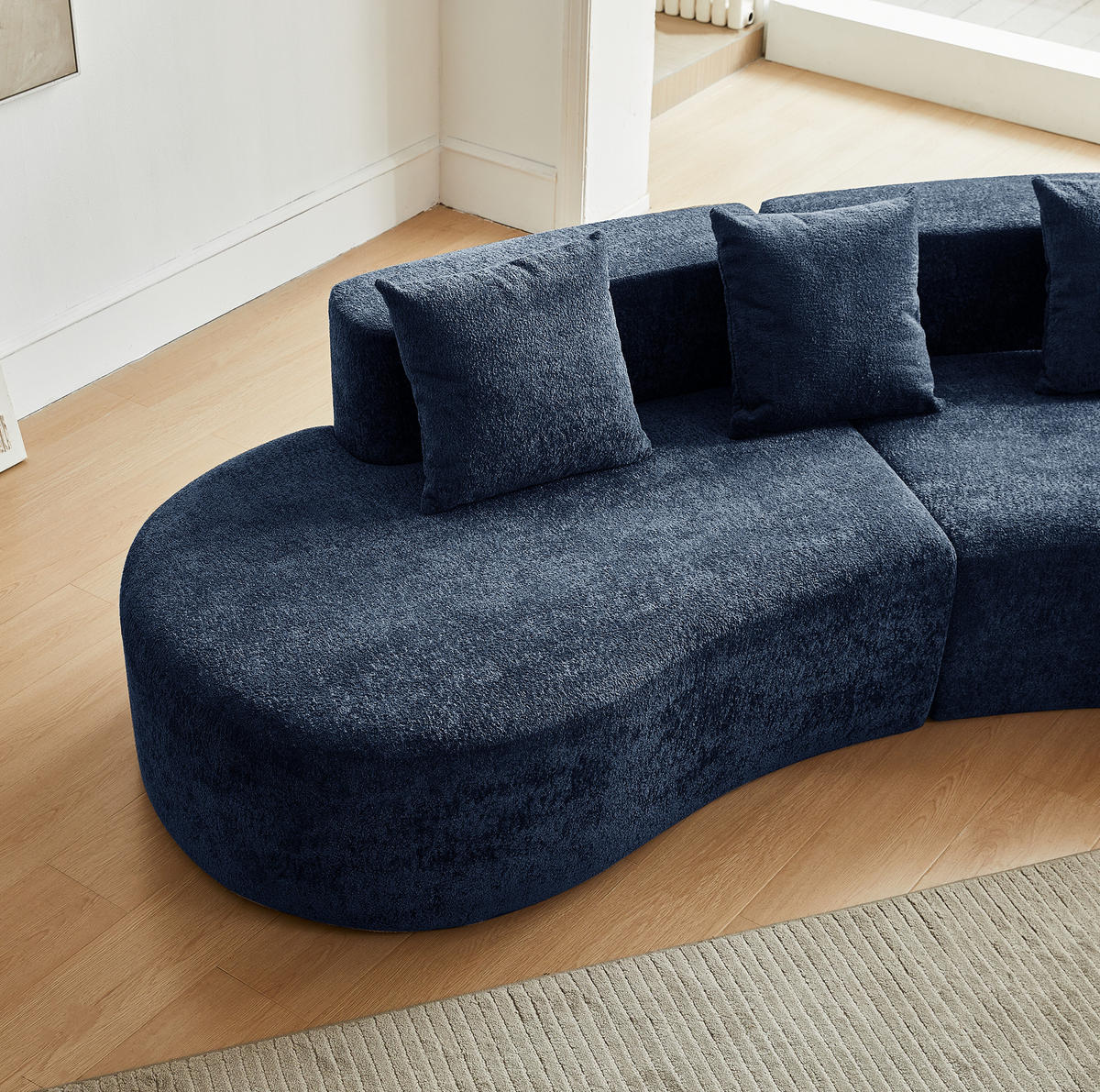 ECKSOFA Samtbezug inklusive Zierkissen 277/103/68 cm Blau - Blau, Textil (103/277cm) - Redom
