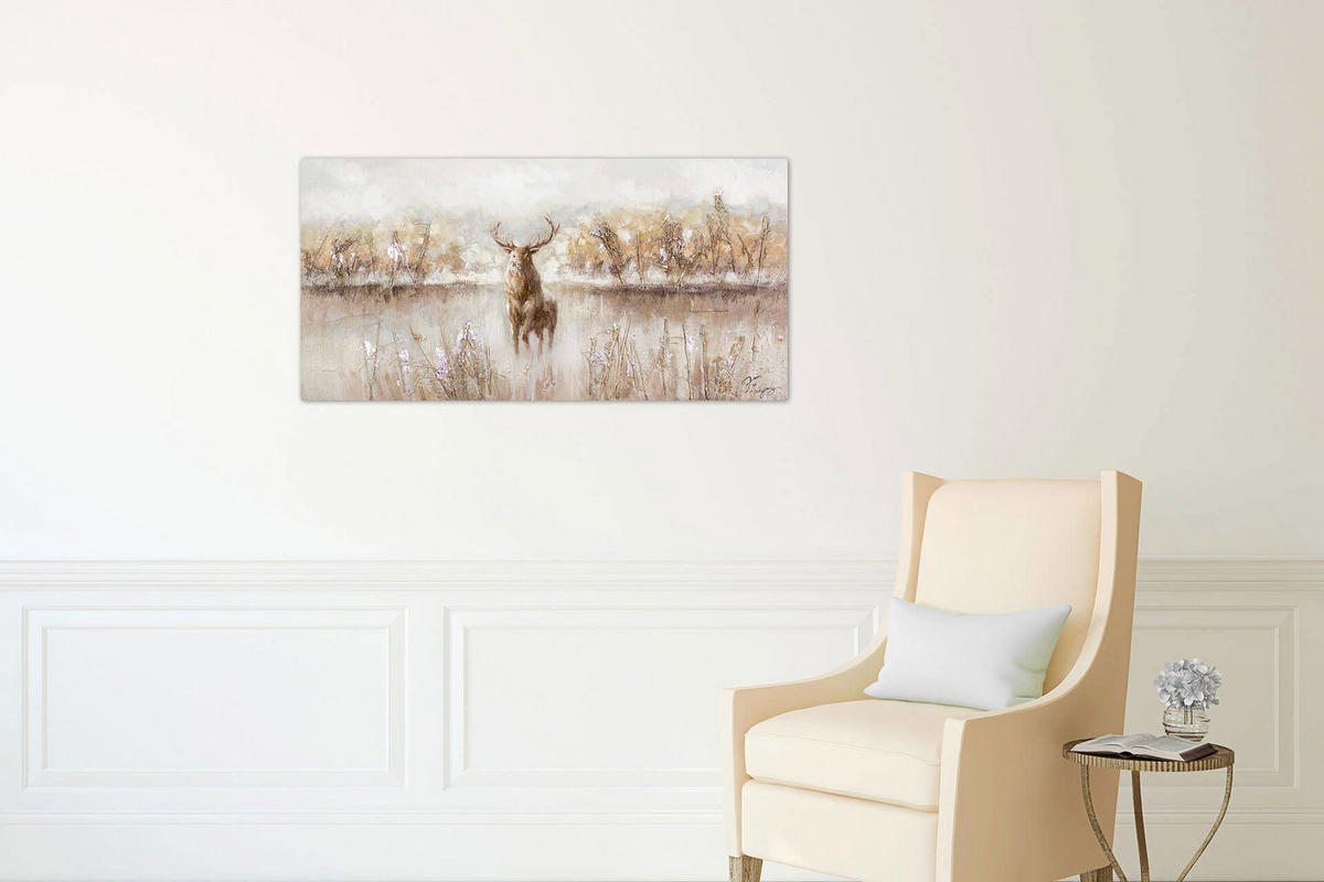 ACRYLBILD HANDGEMALT 120/60 cm - Beige/Braun, Holz/Textil (120/60cm) - KUNSTLOFT