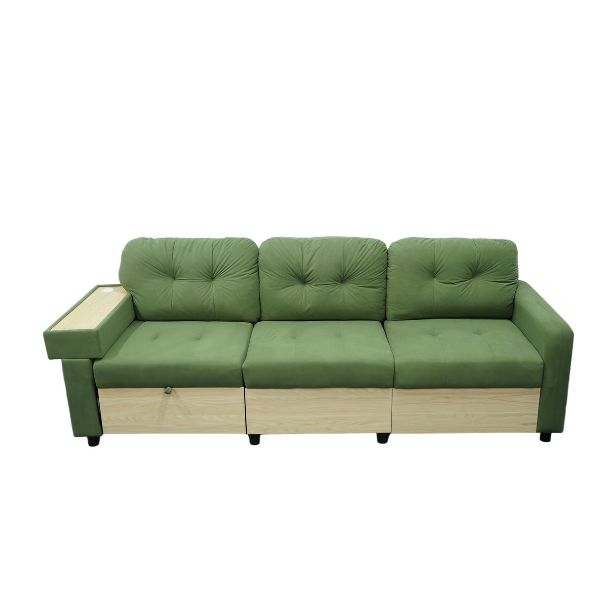 ECKSOFA DE-34637 mit ausziehbarer Chaiselongue links Grün - Grün, Metall (80/228cm) - ComfortXL