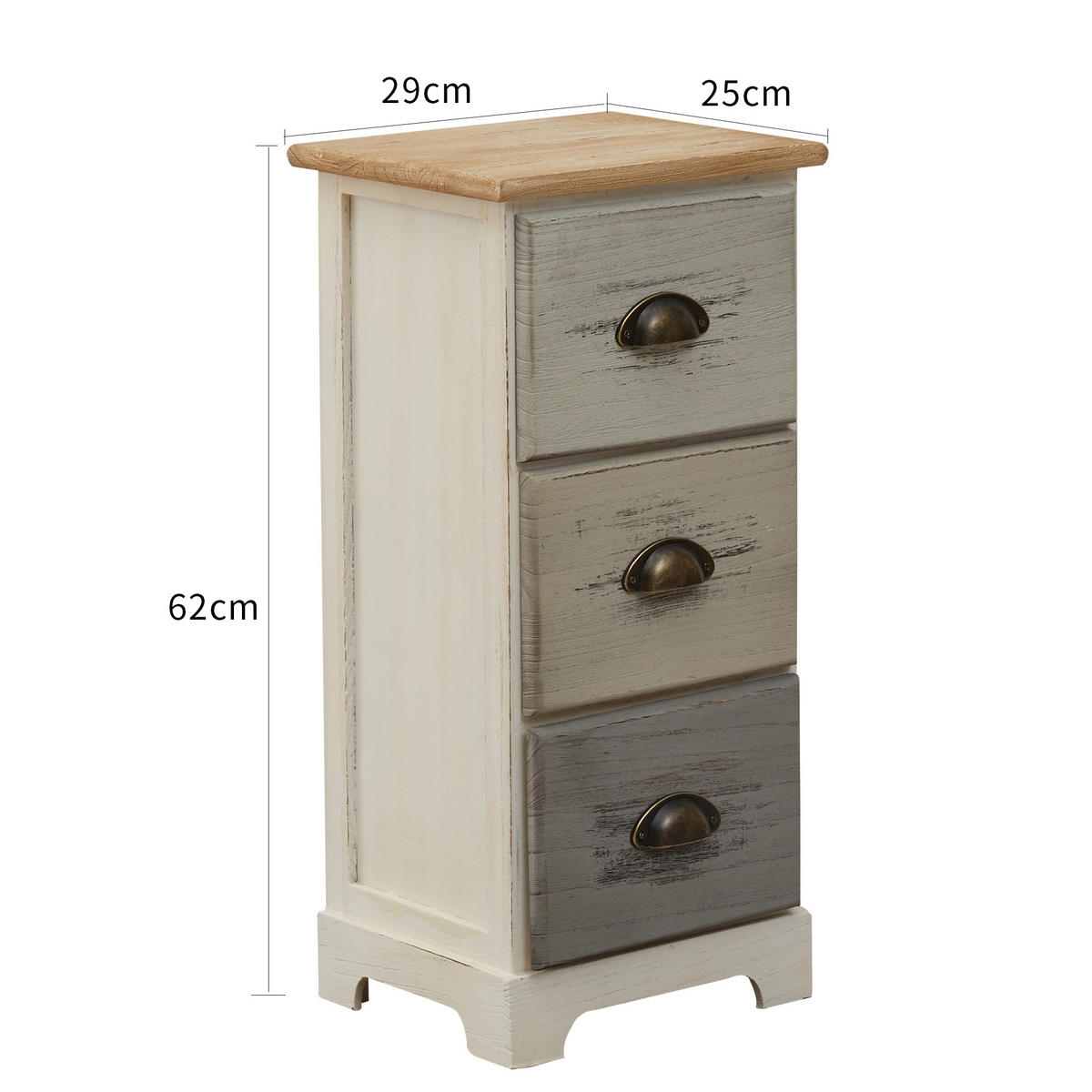 NACHTTISCH Mehrfarbig 25/29/62 cm - Multicolor, Holz (25/62/29cm) - Mobili Rebecca