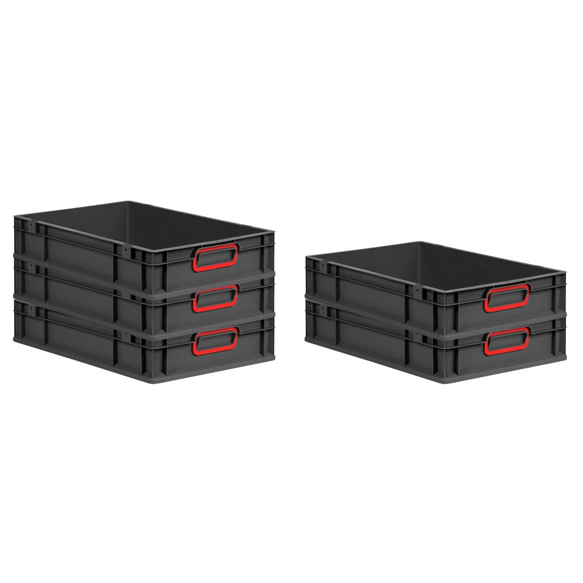 EUROBOX NextGen Color 12x40x60 cm 23 Liter Griffe rot zu, Schwarz - Rot/Schwarz, Kunststoff (40/12/60cm) - PROREGAL