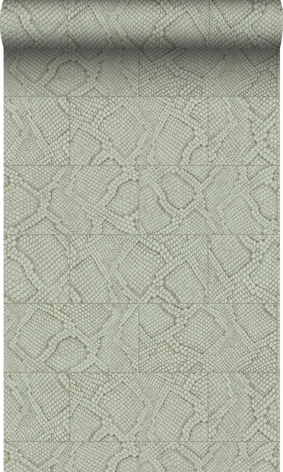 TAPETE Fliesenmuster mit Schlangenhaut-Motiv 53 cm x 10.05 m - Grau, Papier (53/1000cm) - Origin Wallcoverings