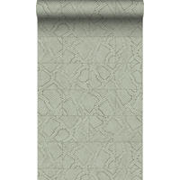 TAPETE Fliesenmuster mit Schlangenhaut-Motiv 53 cm x 10.05 m - Grau, Papier (53/1000cm) - Origin Wallcoverings