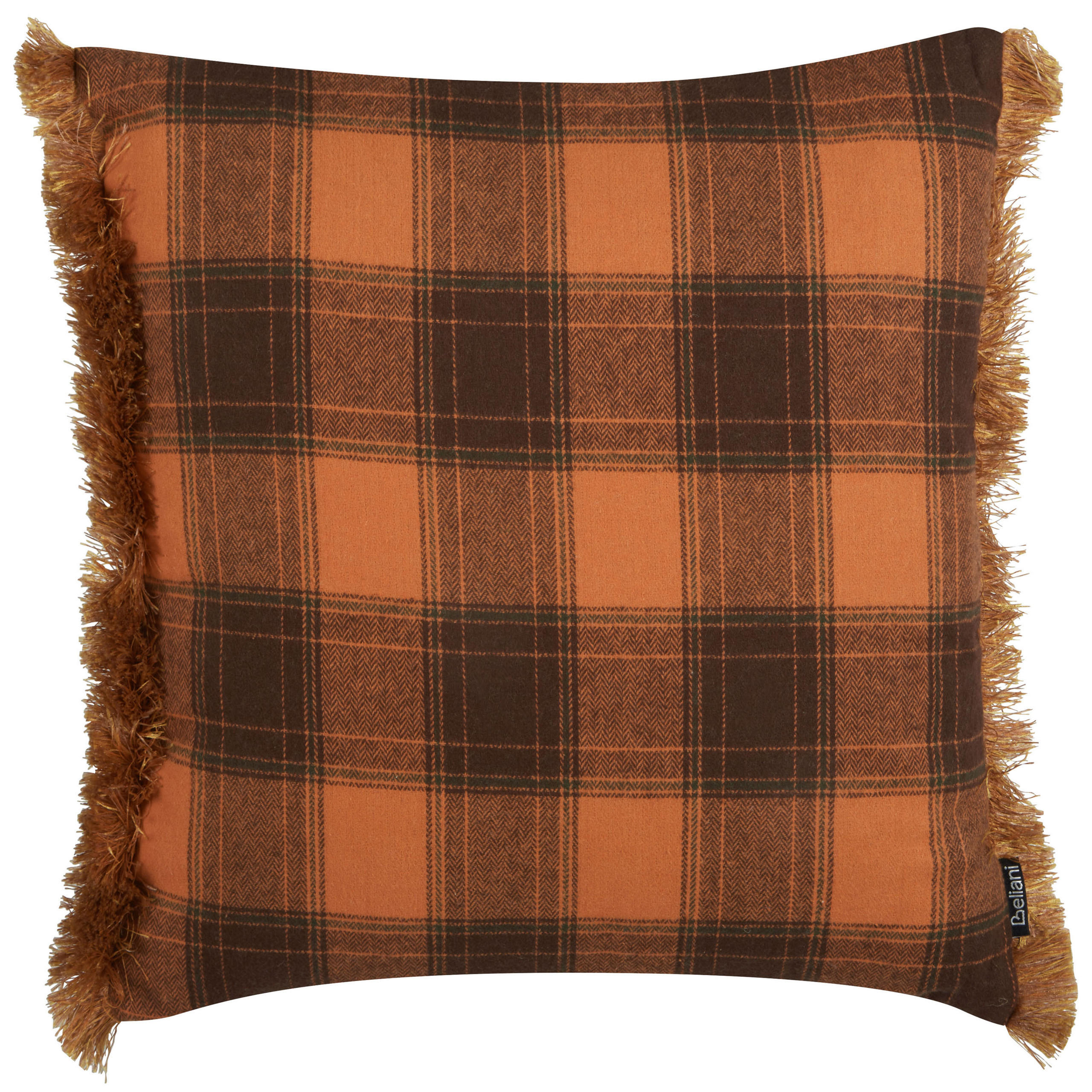 DEKOKISSEN Orange 45/45 cm Barja - Schwarz/Orange, Textil (45/45/12cm) - Beliani
