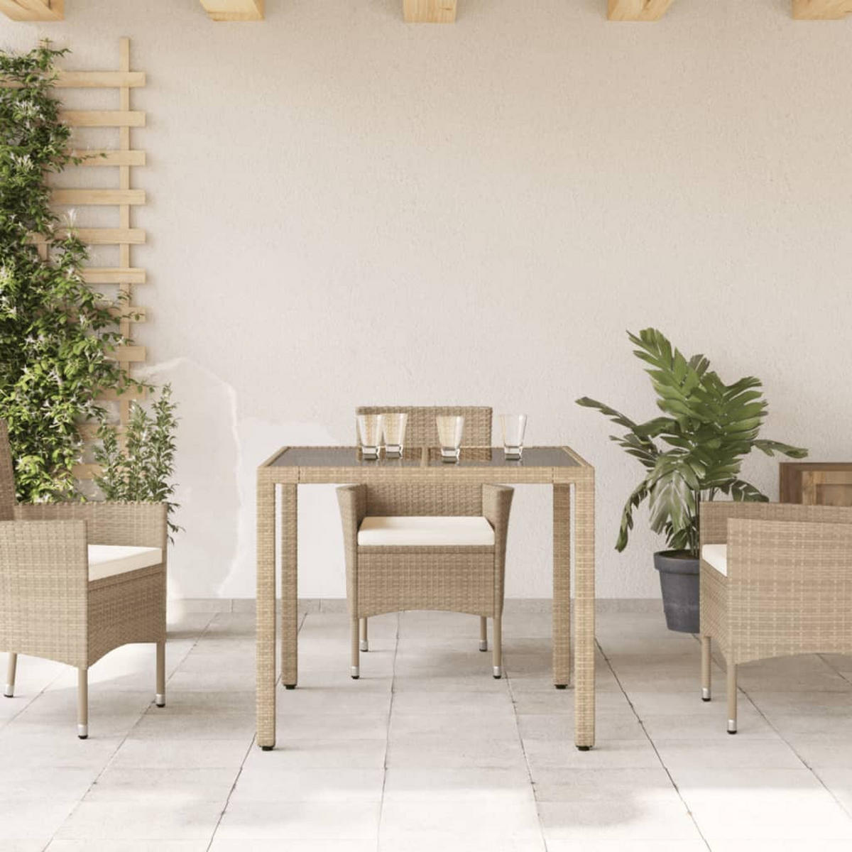 GARTENTISCH Tischger 90/75/90 cm - Beige, Naturmaterialien (90/90/75cm) - ZMH