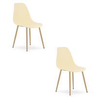 ESSZIMMERSTUHL 2-er Set KALEO cremefarbener Sitz, natürliche Beine - Creme/Naturfarben, Kunststoff (46/84/51cm) - Valora