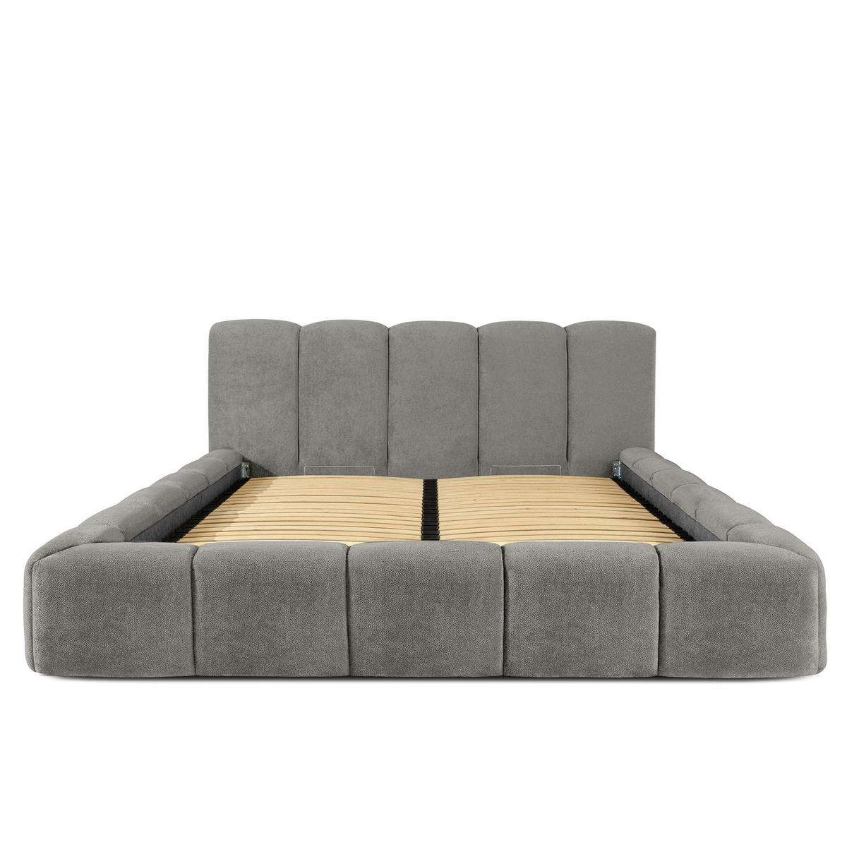 POLSTERBETT OLMIRA - Dunkelgrau/Schwarz, Holz/Holzwerkstoff (182/203cm) - KONSIMO®