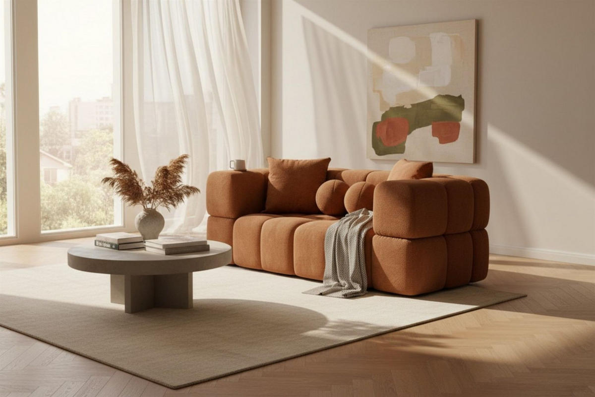 SOFA 2-sitzer Vega - Rotbraun, Holzwerkstoff/Textil (200/77/103cm) - Fun Möbel