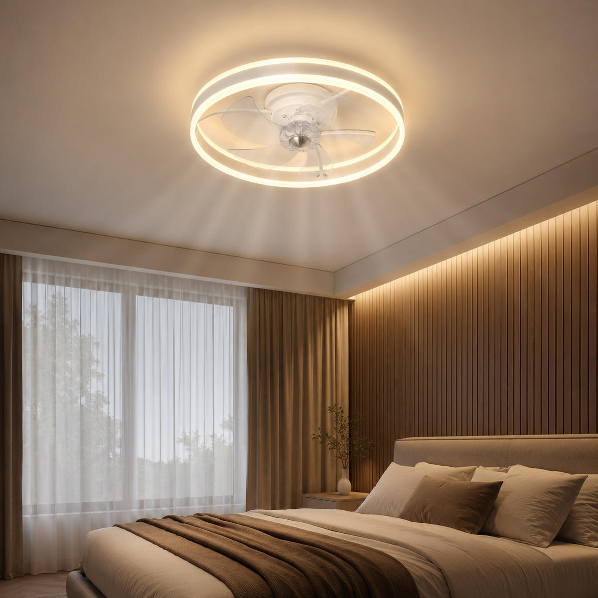 DECKENVENTILATOR FA111W Weiss mit LED Leuchte - Weiß, Kunststoff (52/52/15cm) - LOVHAUS