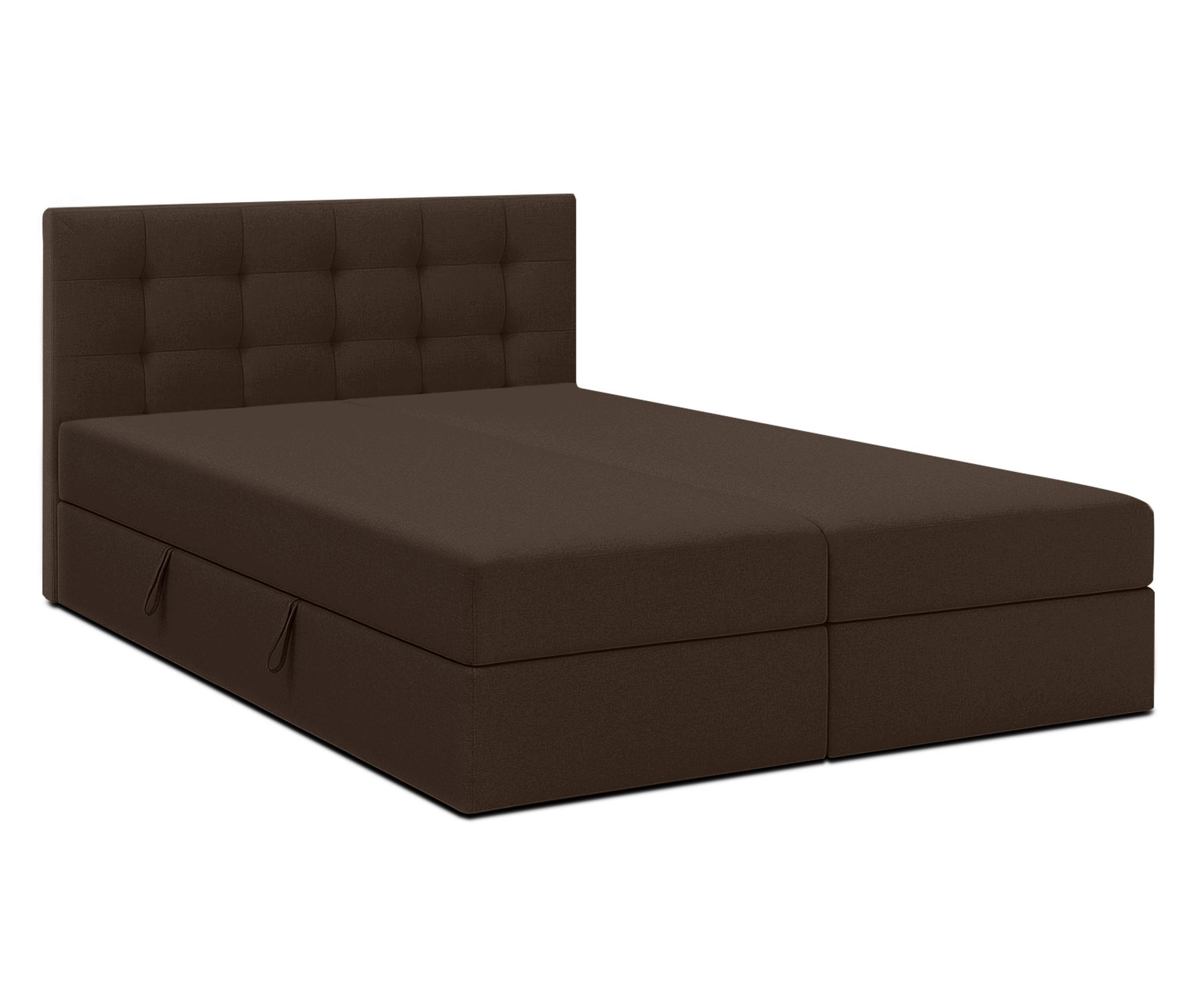 BOXBETT BELINAI 140x200 cm mit Bettkasten und Matratze - Braun - Schwarz/Braun, Holz/Holzwerkstoff (140/200cm) - AX Living