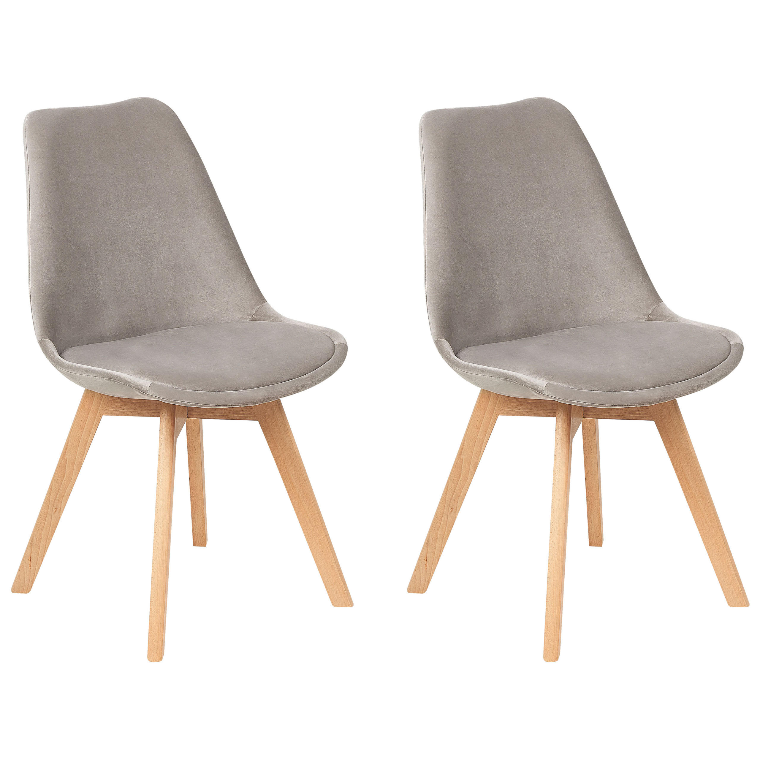 JÍDELNÍ ŽIDLE sada 2 ks Sametová látka Béžová Dakota - béžová, dřevo/textil (47/84/57cm) - Beliani