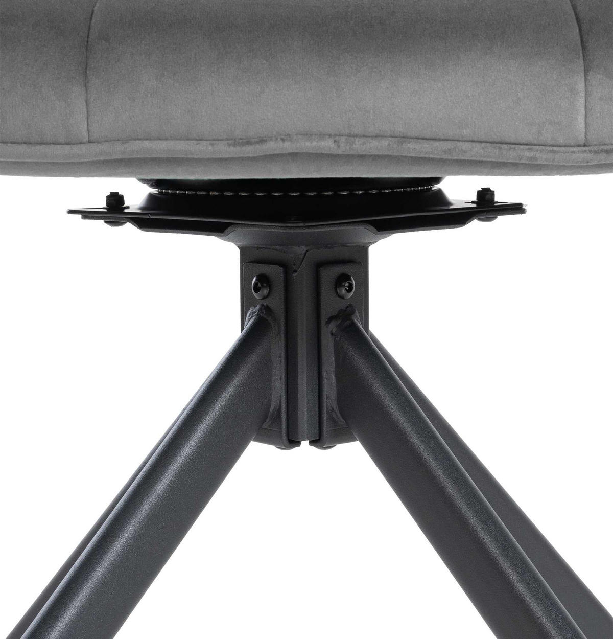 STUHL Samt grau - Schwarz/Grau, Textil/Metall (65/78/59cm) - CLP