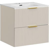 WASCHTISCHKOMBI Niva hängend geriffelt in Kaschmir Matt 61/59/46 cm - Kaschmir/Beige, Holzwerkstoff/Kunststoff (61/58.5/46cm) - WFL GROUP