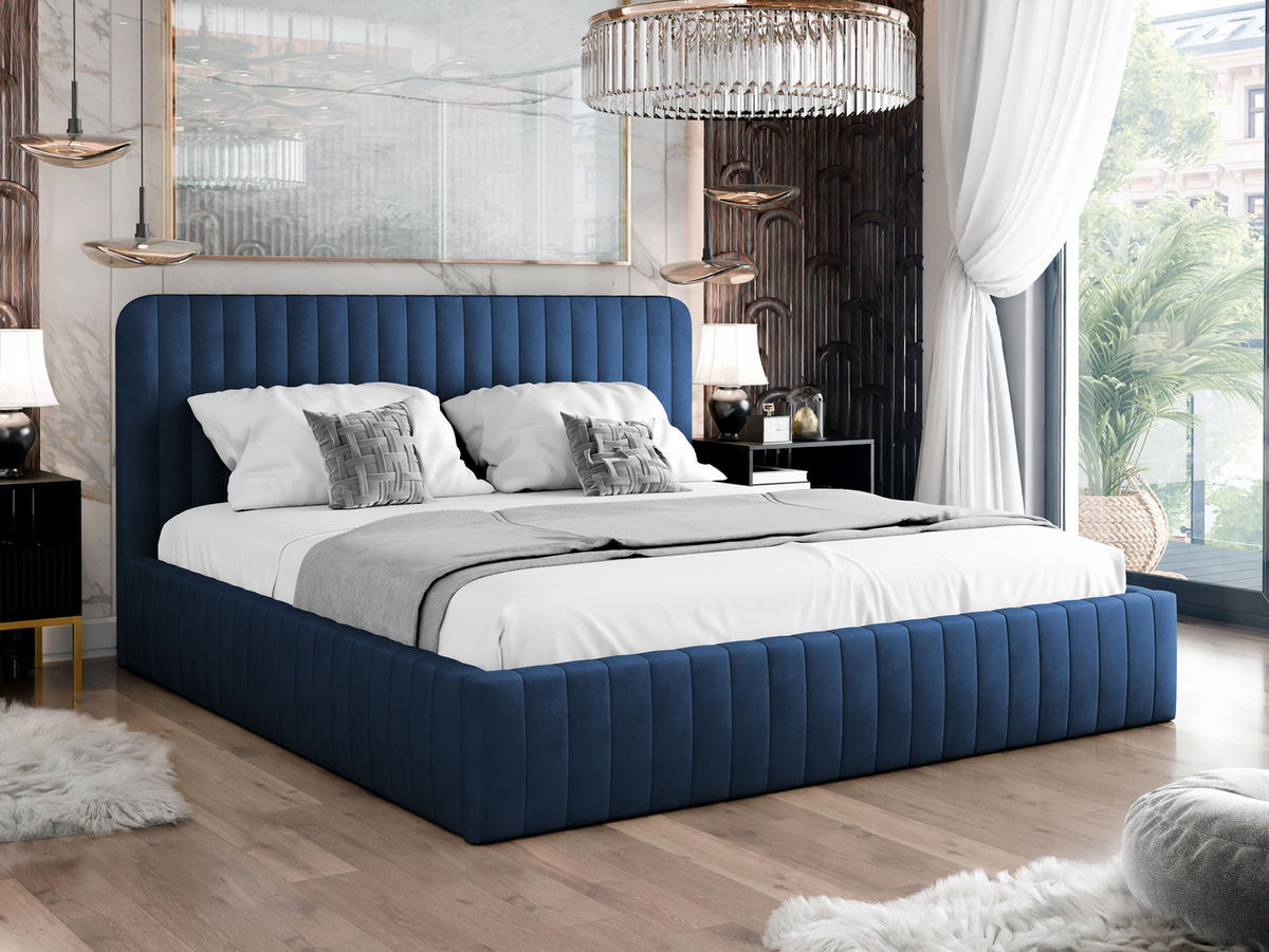 POLSTERBETT Caniko - Blau/Naturfarben, Holz/Holzwerkstoff (180/200cm) - MIRJAN24