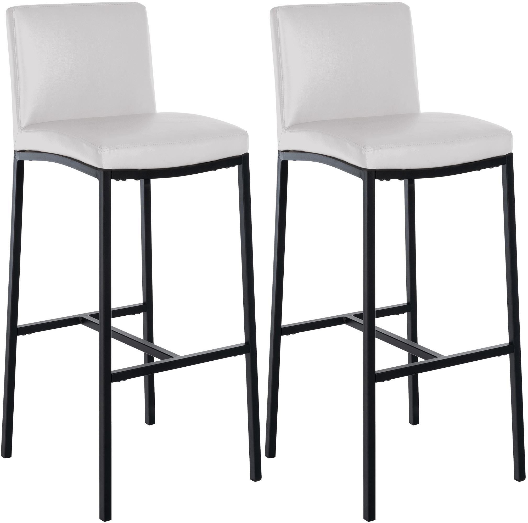 BARHOCKER 2er Set Lederlook Weiß - Schwarz/Weiß, Textil/Metall (43/110/49cm) - CLP
