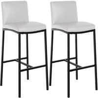 BARHOCKER 2er Set Lederlook Weiß - Schwarz/Weiß, Textil/Metall (43/110/49cm) - CLP