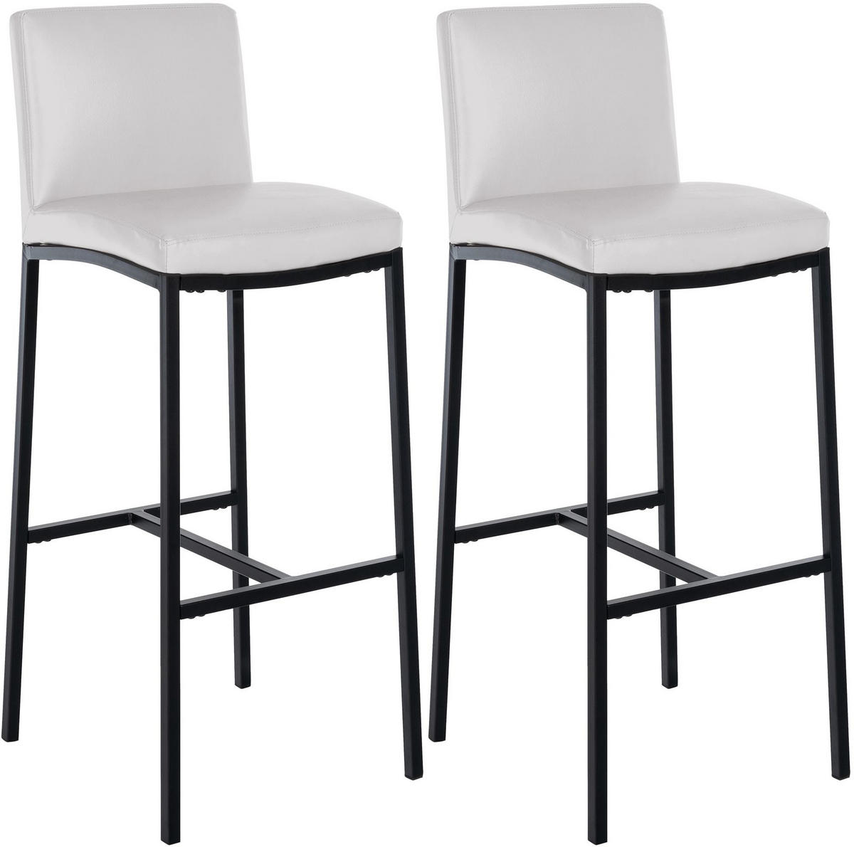 BARHOCKER 2er Set Lederlook Weiß - Schwarz/Weiß, Textil/Metall (43/110/49cm) - CLP