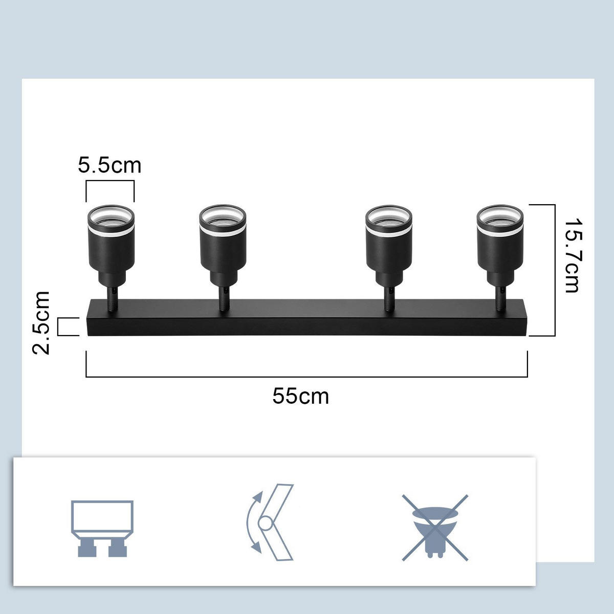 STRAHLER Neumünster 4-flammig 55/5/15.7 cm - Schwarz, Metall (55/5/15.7cm) - Nettlife