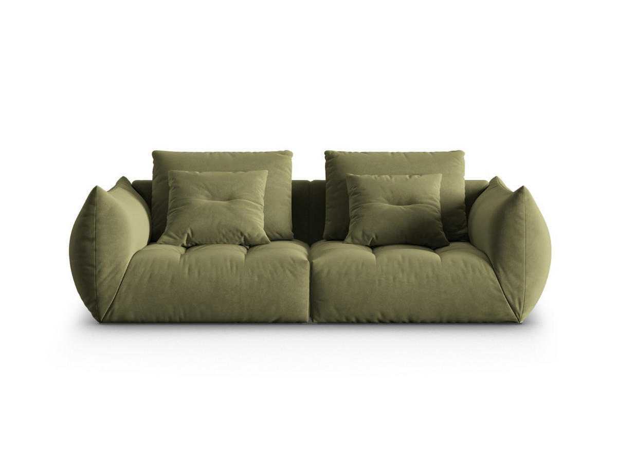 SOFA modular Bloom aus Samt hellgrün 3 Sitzplätze - Hellgrün, Textil (106/95/232cm) - Micadoni