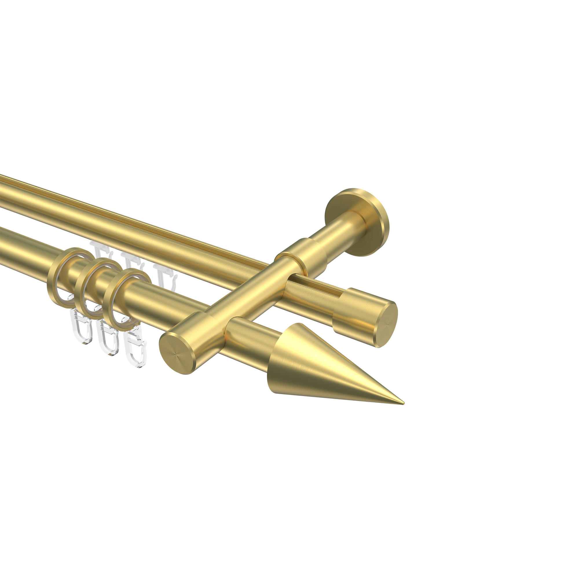 GARDINENSTANGE RUNDROHR-INNENLAUF Prestige Savio 600 cm (geteilt in 3 x 200 cm), 2-läufig, 20 mm Ø Messing-Optik - Messingfarben, Metall (600cm) - INTERDECO