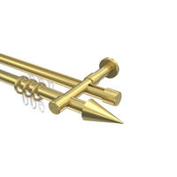 RUNDROHR-INNENLAUF-GARDINENSTANGEN-SET Prestige Savio 160 cm, 2-läufig, 20 mm Ø Messing-Optik - Messingfarben, Metall (160cm) - INTERDECO