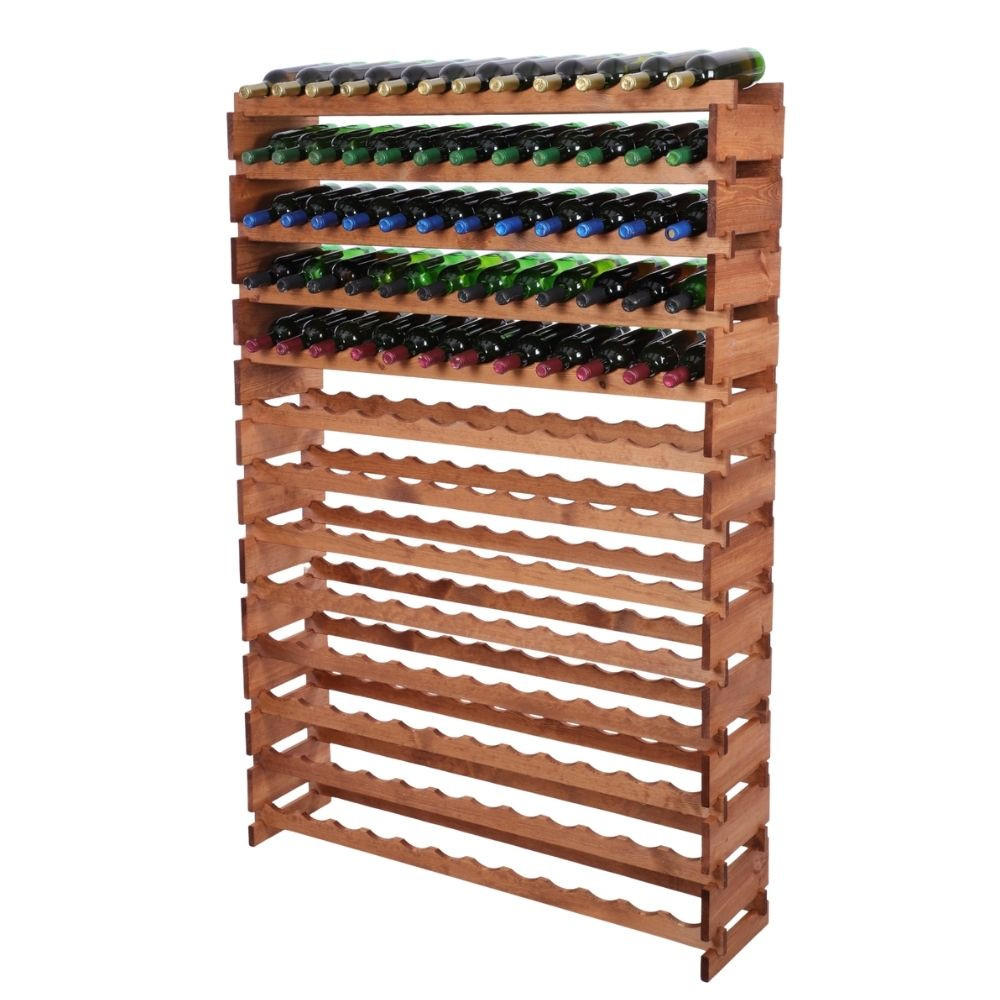 WEINREGAL VINOTECA FLEX PRO HxBxT 177x123x28cm 156 Flaschen auf 13 Ebenen Braun geölt - Braun, Holz (123/177/28cm) - PROREGAL
