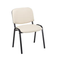 BESUCHERSTUHL Keen, Kunstleder mit Gestell Schwarz / Bezug Creme - Schwarz/Naturfarben, Textil/Metall (54/79/48cm) - TPFLiving
