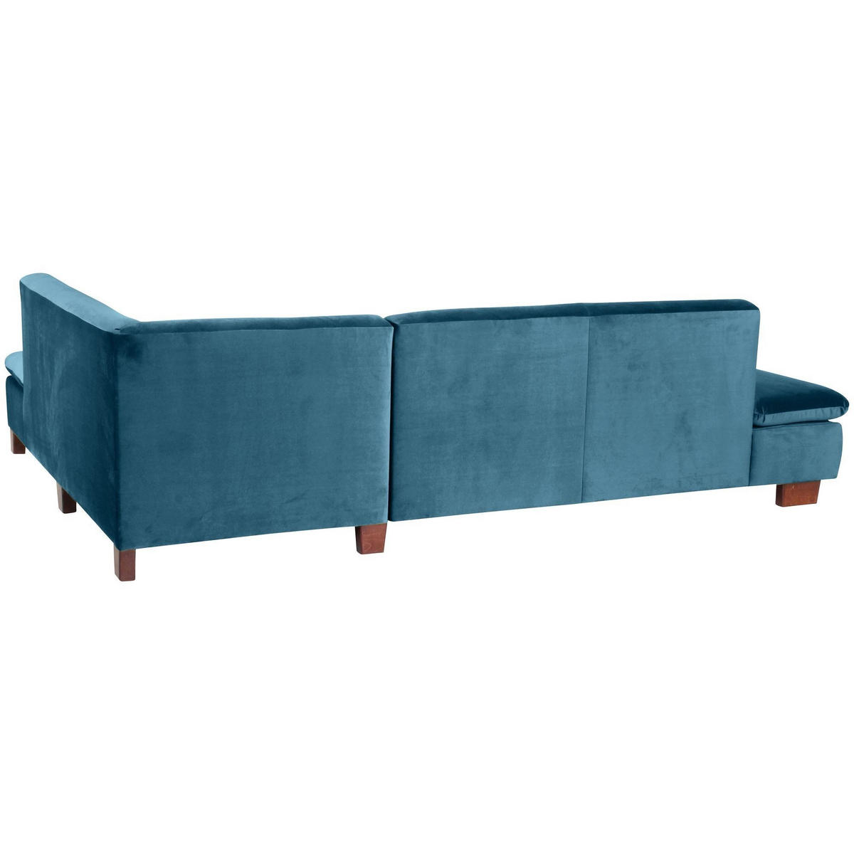 ECKSOFA mit Ottomane rechts Kaye Bezug Samtvelours Buche nussbaum dunkel / petrol - Blau, Kunststoff (270/190cm) - 58aufmkessel