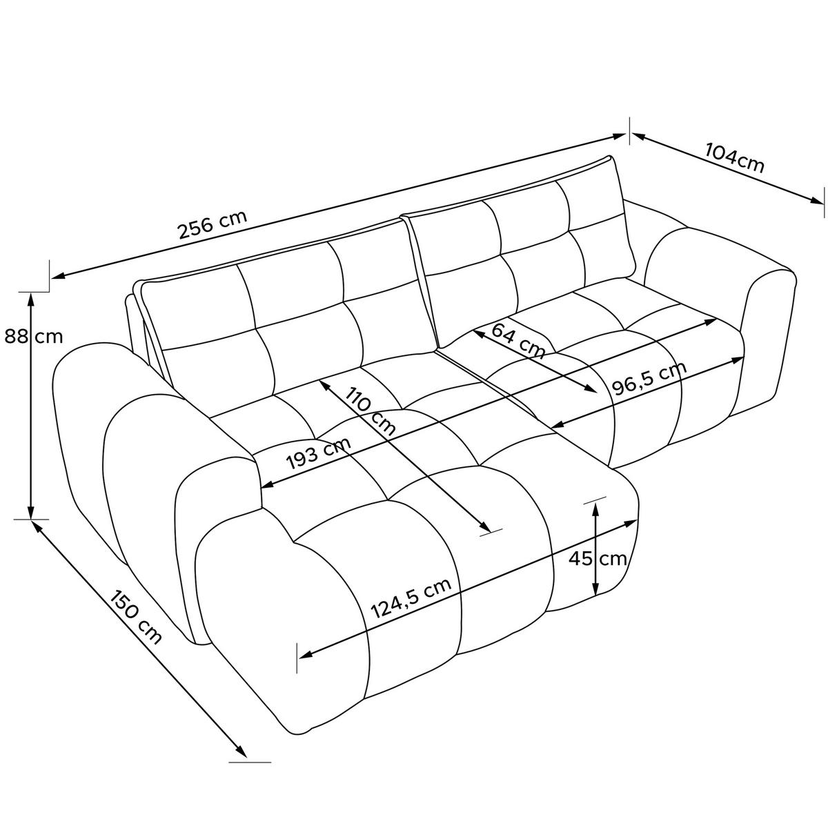 ECKSOFA LINKS RAVIA, Bouclé, Dunkelgrau - Dunkelgrau, Holz/Textil (256/104cm) - KONSIMO®