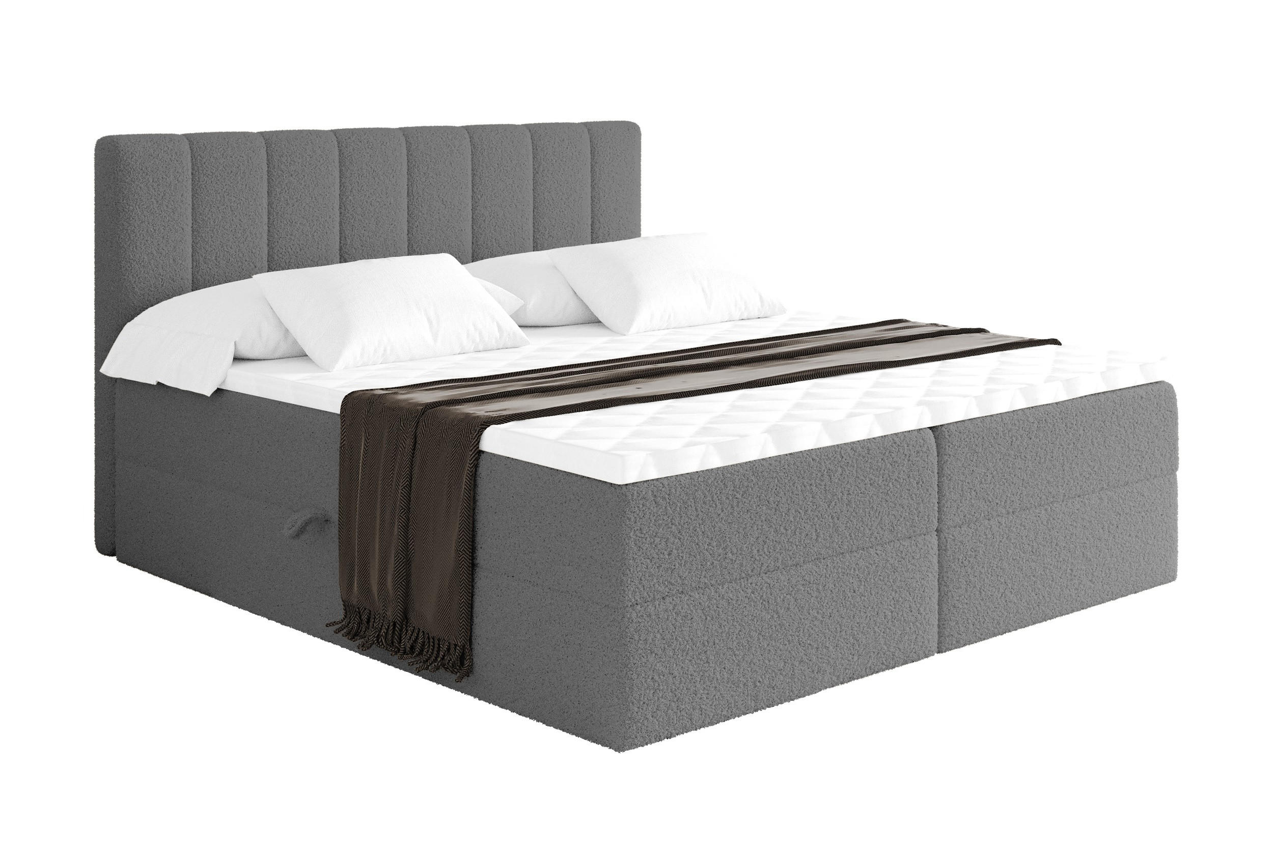 BOXBETT mit Matratze H3 - OTTA - 140x200 cm Grau - Greige, Holzwerkstoff (140/200cm) - ALTDECOR