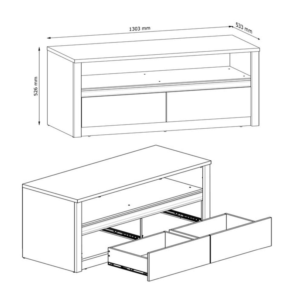 LOWBOARD Montana Eiche Lefkas 130,3 / 53,3 /52,6cm - Eichefarben, Holz/Holzwerkstoff (130.3/52.6/53.3cm) - Feldmann-Wohnen
