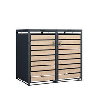 MÜLLTONNENVERKLEIDUNG Liverpool - Mülltonnenbox für 2 - in Holzoptik - , Stahl pulverbeschichtet verzinkt, anthrazit - Grau, Metall (132/116/80cm) - TPFGarden