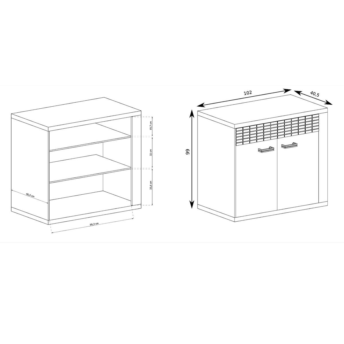 SIDEBOARD BALESTRAND N7 Dekorative Front Eiche - Eichefarben/Silberfarben, Glas/Holzwerkstoff (102/99/41cm) - Komodee