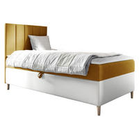 BOXBETT Maja Junior 1, Seite zum Öffnen des Bettkastens: Links - Gelb/Weiß, Holz (100/200cm) - MIRJAN24