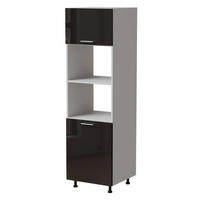 BACKOFENUMBAUSCHRANK Essen D14/RU/60/207 Schwarz Hochglanz / Weiß Matt 60 / 59 / 207cm - Schwarz Hochglanz/Schwarz, Holz/Holzwerkstoff (60/207/59cm) - Feldmann-Wohnen