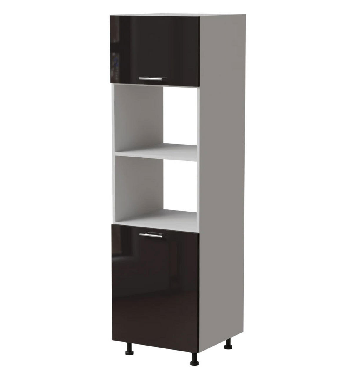 BACKOFENUMBAUSCHRANK Essen D14/RU/60/207 Schwarz Hochglanz / Weiß Matt 60 / 59 / 207cm - Schwarz Hochglanz/Schwarz, Holz/Holzwerkstoff (60/207/59cm) - Feldmann-Wohnen