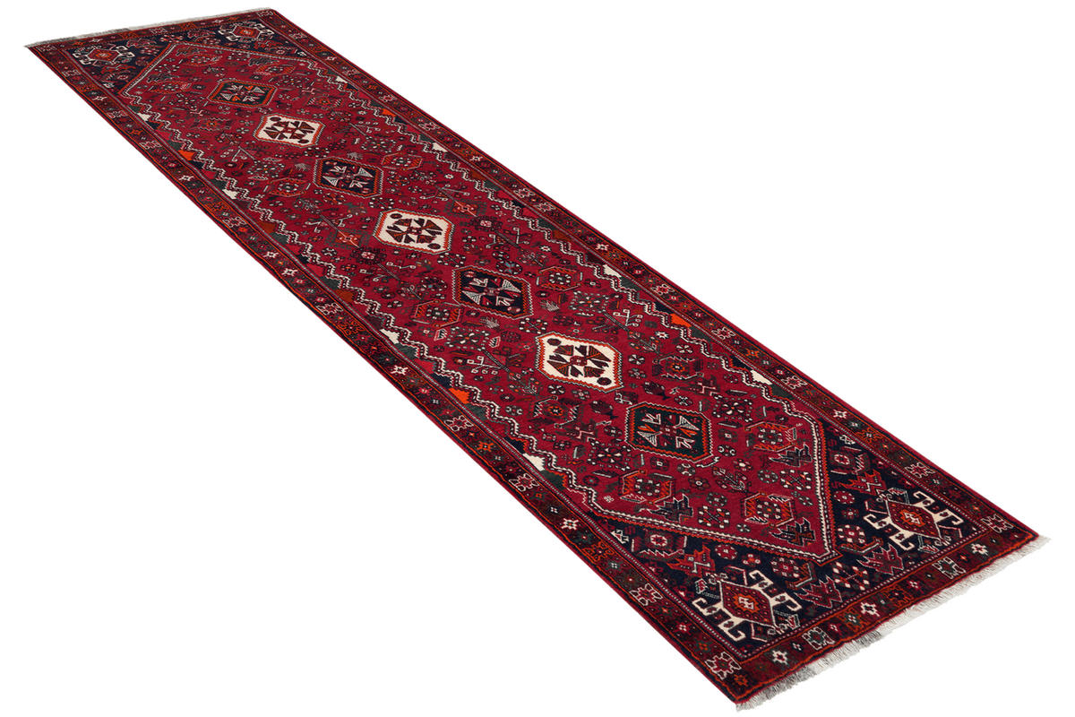 LÄUFER Orient handgeknüpft Gashgai Rot 301/82 cm Schurwolle - Rot, Textil (82/301cm) - Looma