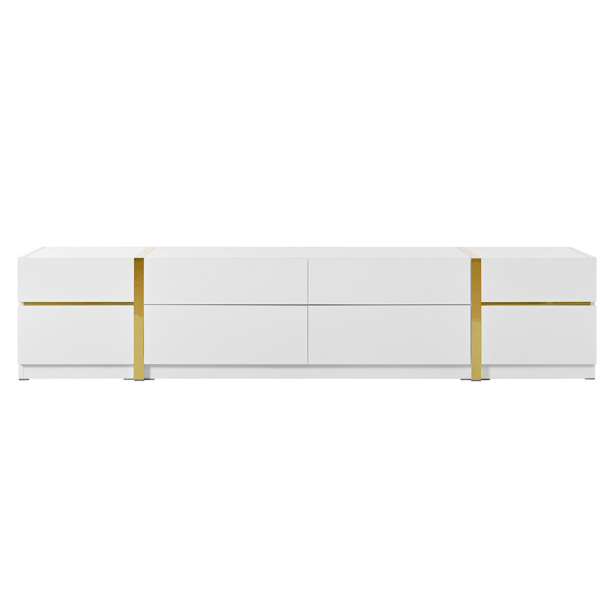TV-SCHRANK mit 4 Schubladen und 2 Türen 180 cm MDF Weiß Hochglanz - Weiß, Holzwerkstoff (40/38/180cm) - Beauniv