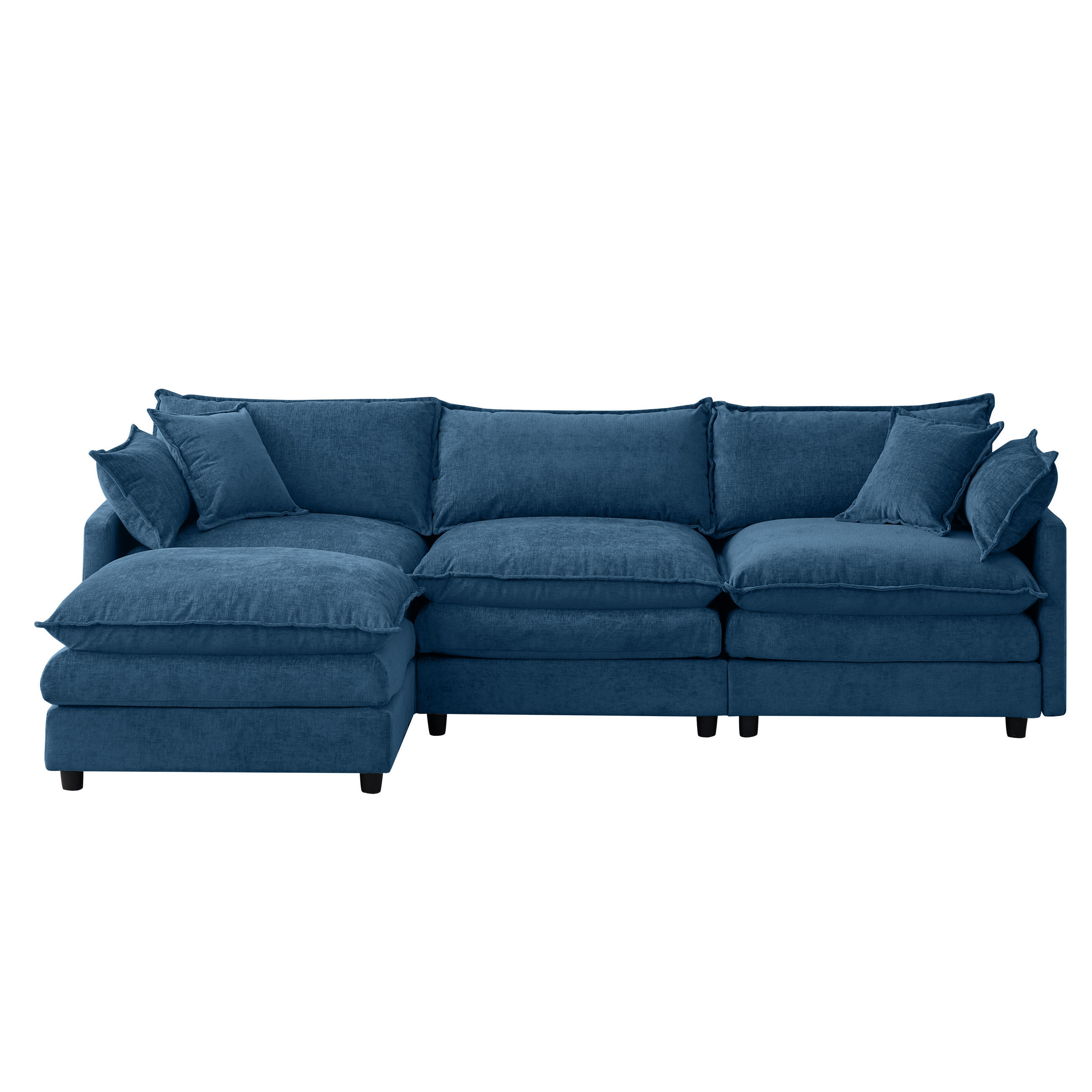 ECKSOFA 267/154/85 cm Blau mit Chaiselongue und Hocker - Blau, Textil (267/154cm) - Oxeza