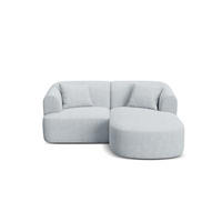 MODULARES-ECKSOFA rechts Campi aus strukturiertem Stoff hellgrau 3 Sitzplätze - Hellgrau, Textil (156/180cm) - Cosmopolitan Design