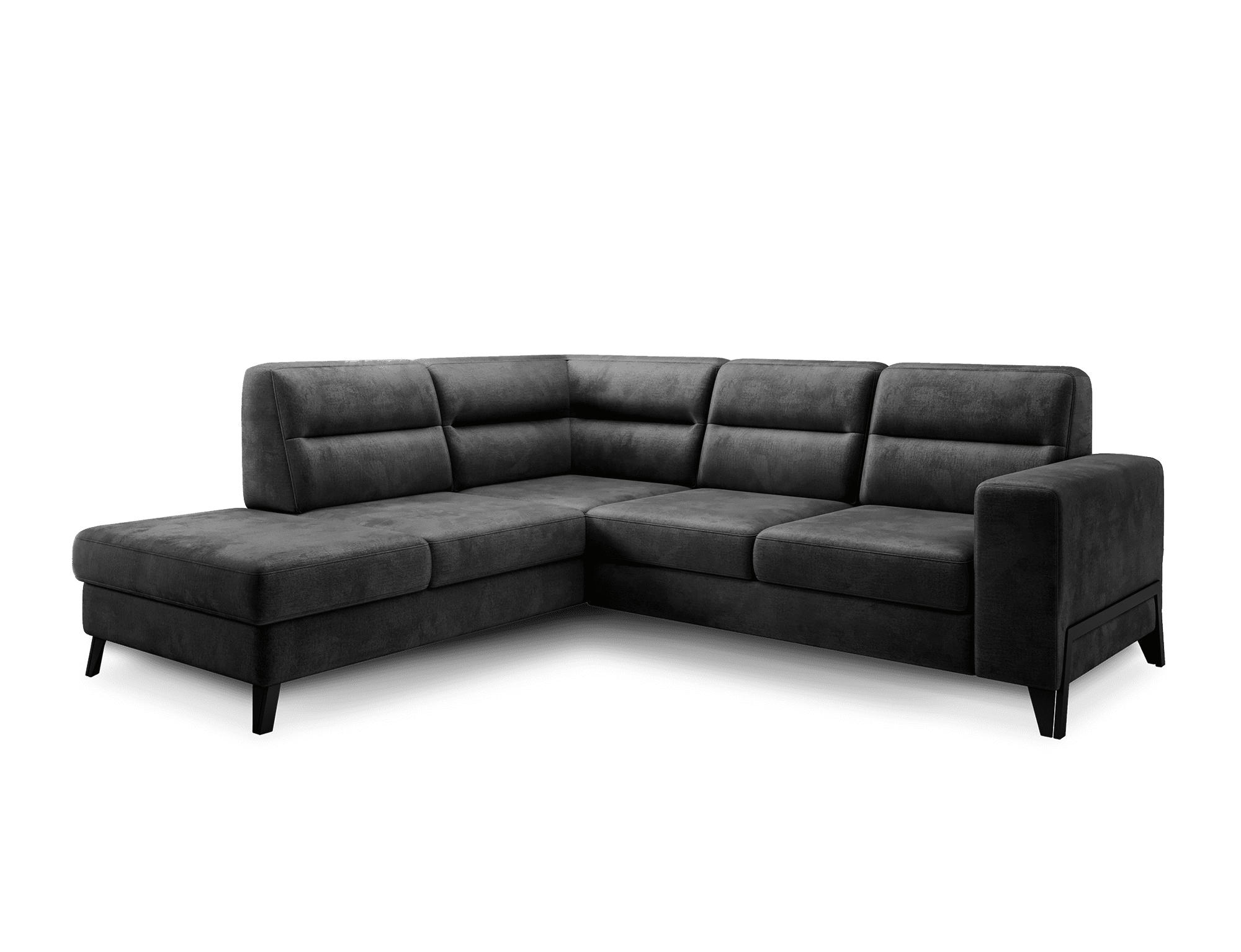 ECKSOFA mit Schlaffunktion & Bettkasten, luxus Nube-Stoff - Dunkelgrau/Schwarz, Textil/Metall (277/237cm) - Eltap