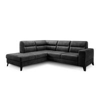 ECKSOFA mit Schlaffunktion & Bettkasten, luxus Nube-Stoff - Dunkelgrau/Schwarz, Textil/Metall (277/237cm) - Eltap