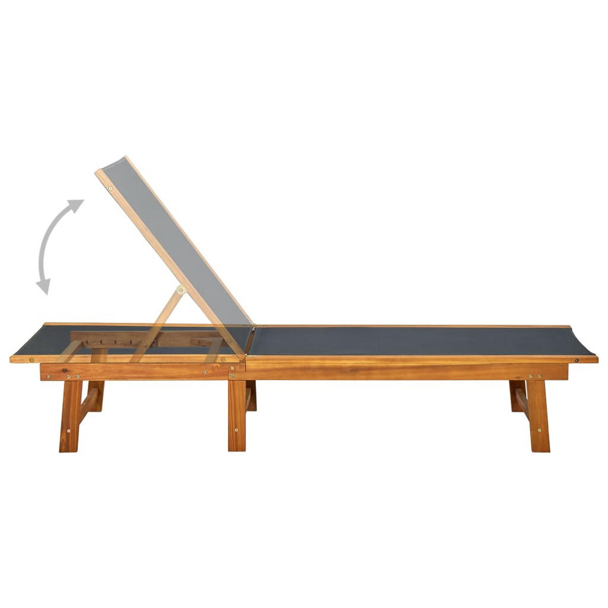 SONNENLIEGE Massivholz Akazie und Textilene - Braun, Holz (66/34/200cm) - furnicato