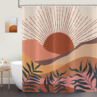 DUSCHVORHANG Beige Boho Kunst abstrakt Blätter waschbar wasserdicht Stoff - Multicolor, Textil (200/180cm) - MCBOSON