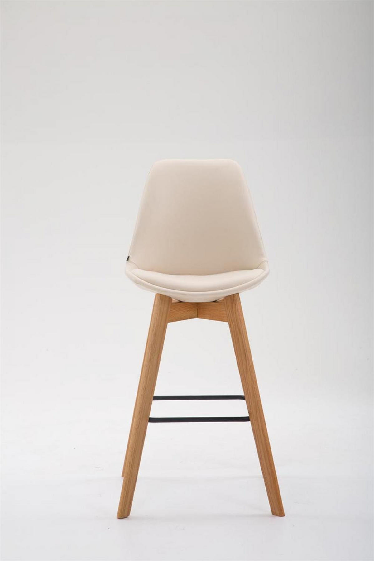 BARHOCKER Lederlook creme - Eukalyptusholzfarben/Creme, Holz/Textil (48/112/56cm) - CLP