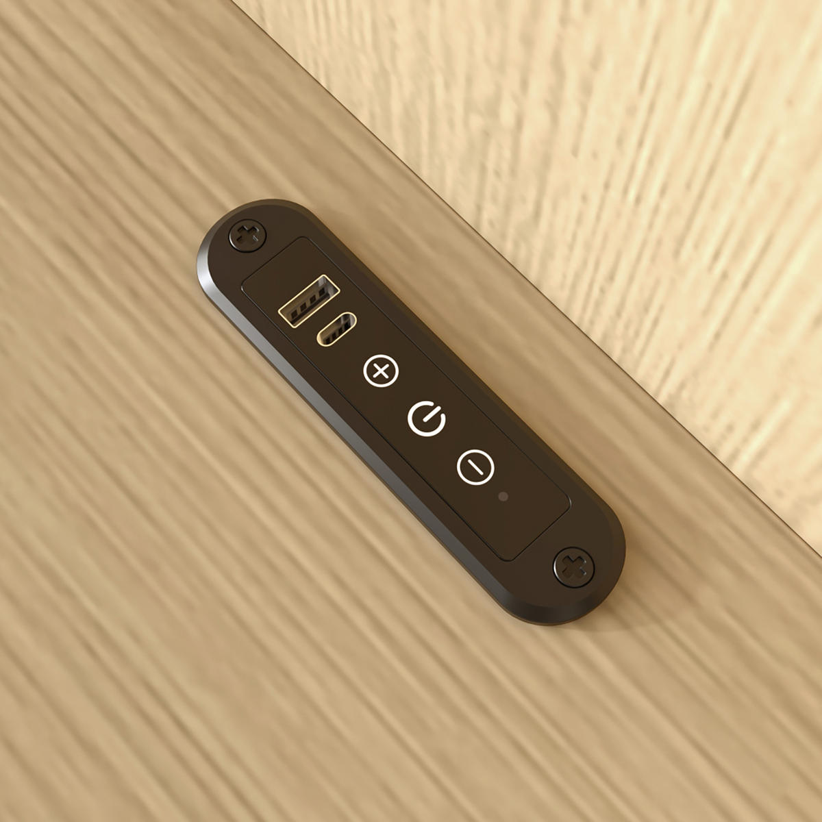 BETT 180/200 cm in Heller Eiche mit Ablagen, Leselampen und USB MDF Design - Eichefarben, Holzwerkstoff/Metall (180/200cm) - STILVORA