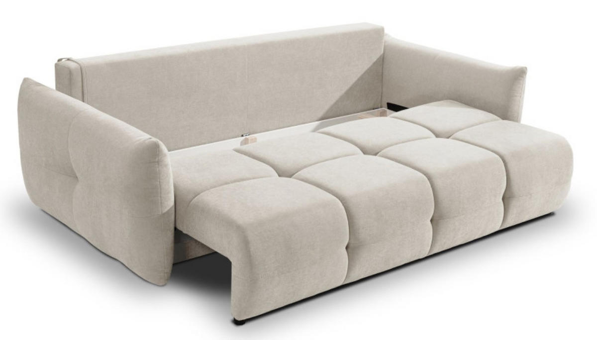 SOFA Hellbeige BASTO Gepolstert Mit Schlaffunktion - Beige, Textil (245/86/110cm) - Sepro Meble
