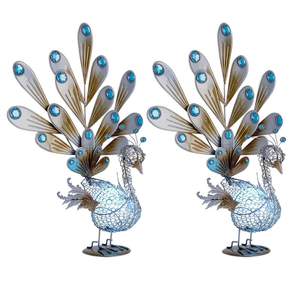 LED AUSSENLEUCHTE Solar Silber 2er Set - Silberfarben, Metall (38/21.3/56.8cm)