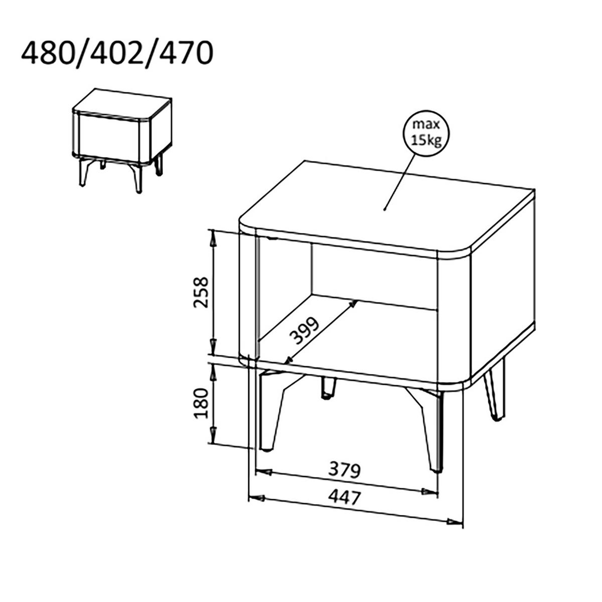 NACHTTISCH Aurora mit Stauraum für Schlafzimmer, Tip-On-System, Nussbaum+Kaschmir - Kaschmir/Nussbaumfarben, Holzwerkstoff/Metall (48/47/40cm) - Beautysofa