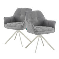 ESSZIMMERSTUHL THOMAS-DINA 2er-Set 360°drehbar - Weiß/Grau, Textil/Metall (61/83/62cm) - DUBI Möbel